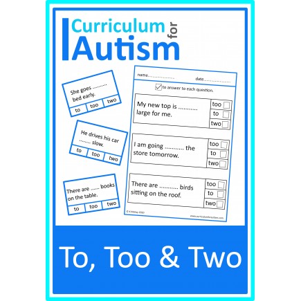 To, Too or Two? Cards & Worksheets